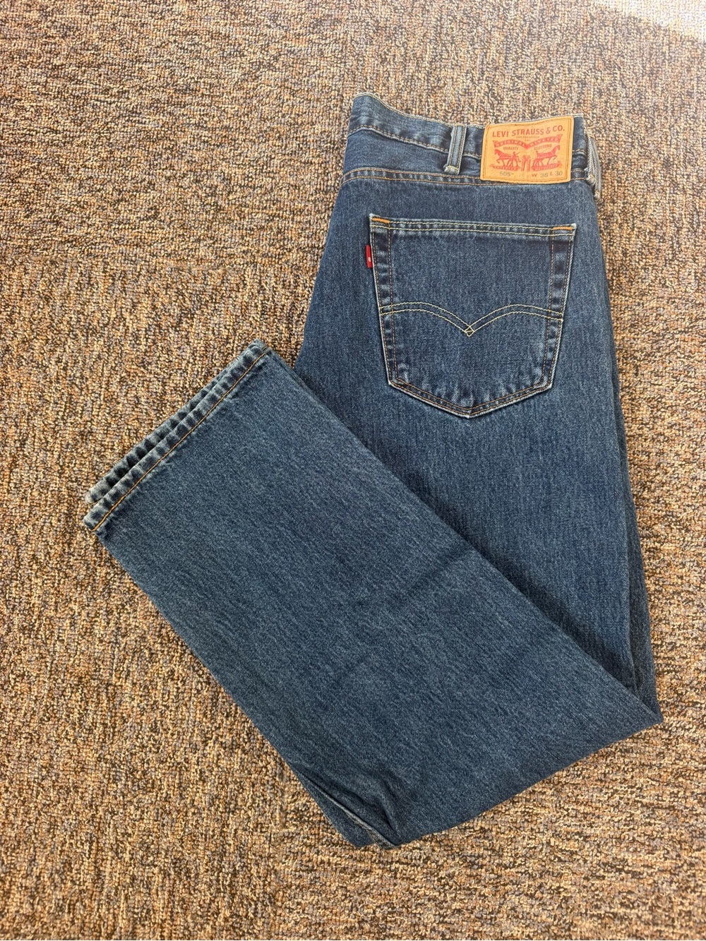 Levi's ‘R’ Tag 505 Men's Straight Fit Dark Blue Denim Jeans Rare Size 38X30